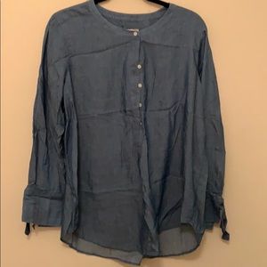 Loft Blouse with Ties at Cuff and Buttons on Front